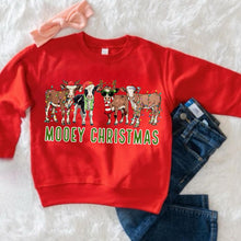 Load image into Gallery viewer, Mooey Christmas (Red) Kids Fleece Sweatshirt
