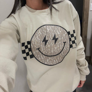 Retro Camo Smiley Face Adult Sweatshirt