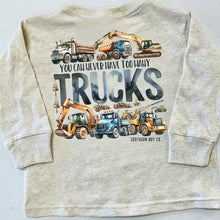 Load image into Gallery viewer, Too Many Trucks Long Sleeve Kids Tee
