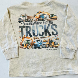 Too Many Trucks Long Sleeve Kids Tee