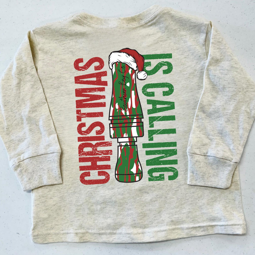 (TSHIRT) Christmas is Calling Long Sleeve Kids Tee