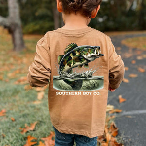 Camo Bass Long Sleeve Kids Tee