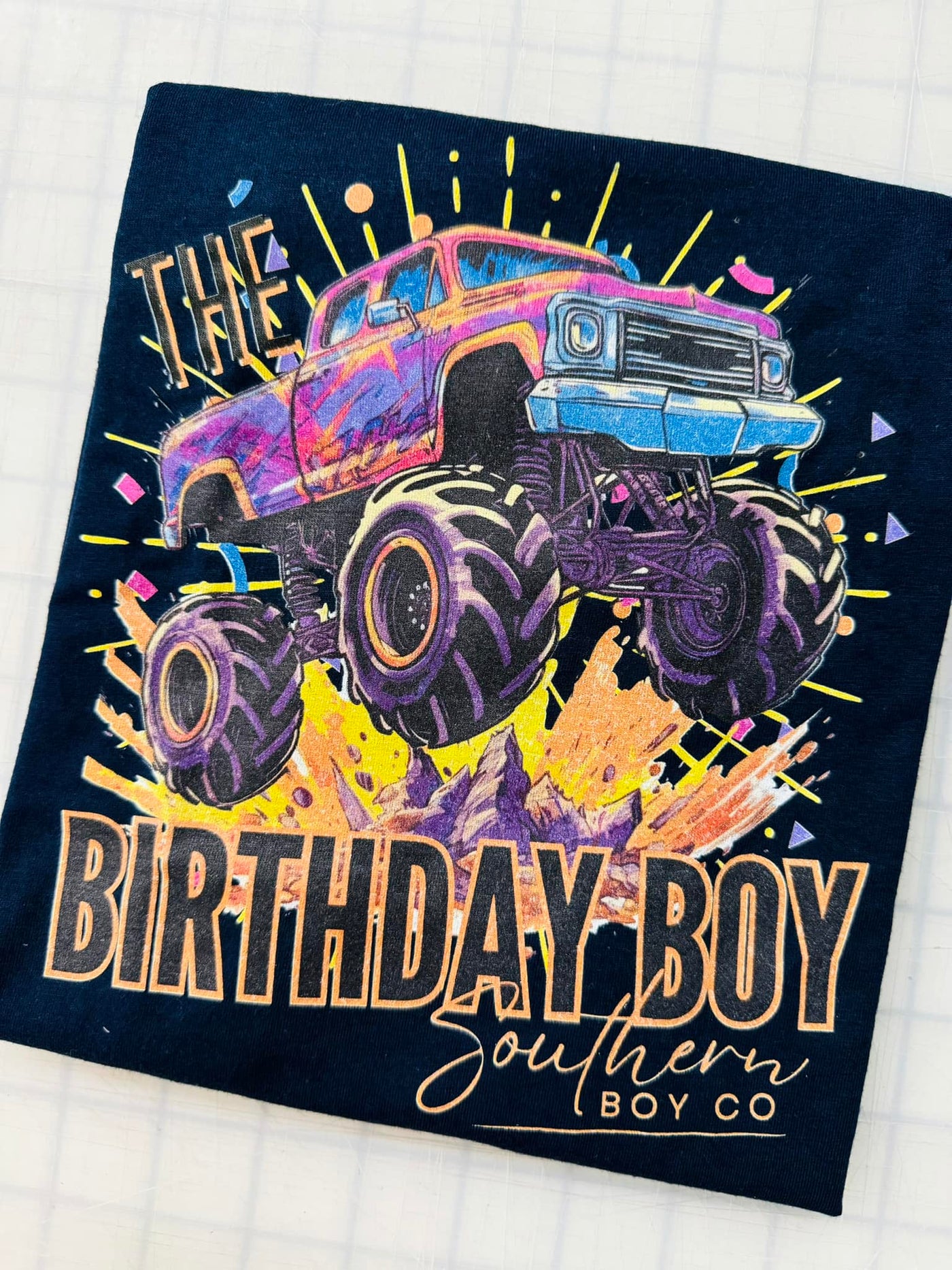 Monster Truck Birthday Boy's Long Sleeve Shirt