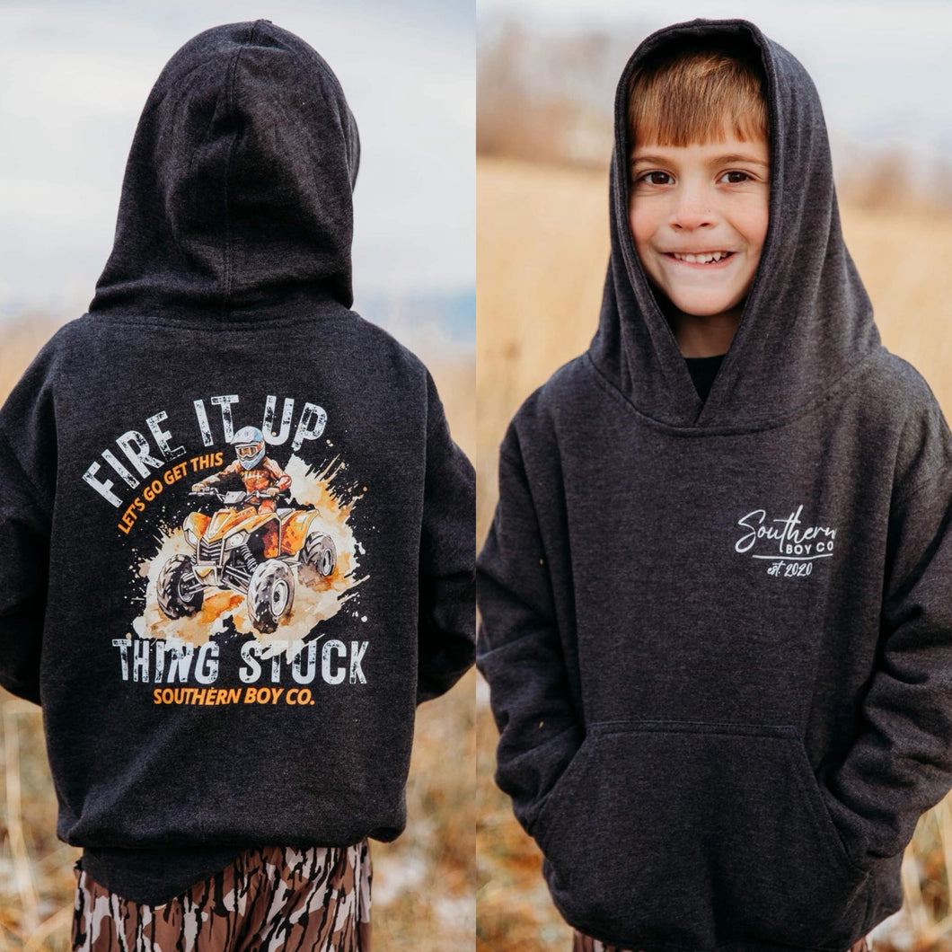 (HOODIE) Fire It Up Fourwheeler Kids Hoodie