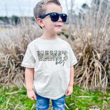 Load image into Gallery viewer, (T-SHIRT) Old School Camo Mama’s Boy (Natural Heather) Short Sleeve Kids Tee
