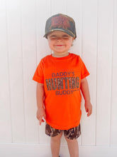 Load image into Gallery viewer, (FRONT) Orange Camo Daddy&#39;s Hunting Buddy Kids Tee
