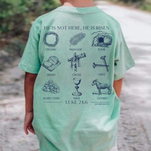 Load image into Gallery viewer, (BOYS) He is Risen (SAGE) Short Sleeve Kids Tee
