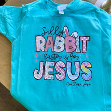 Load image into Gallery viewer, (BLUE) Easter Is For Jesus Front Short Sleeve Girls Tee
