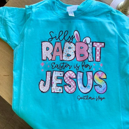 (BLUE) Easter Is For Jesus Front Short Sleeve Girls Tee