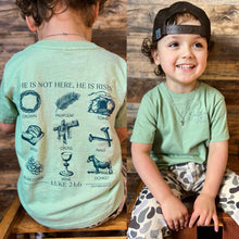 Load image into Gallery viewer, (BOYS) He is Risen (SAGE) Short Sleeve Kids Tee
