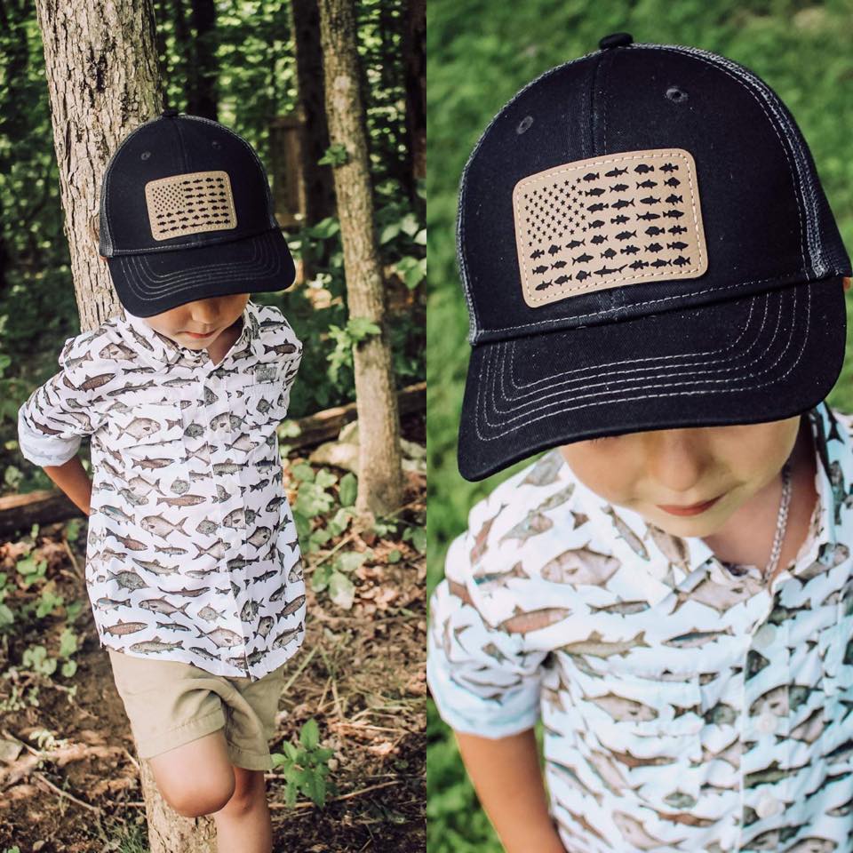Fish Flag Leather Patch Kids Hat