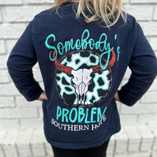 Load image into Gallery viewer, Somebody’s Problem Long Sleeve Girls Tee (D)
