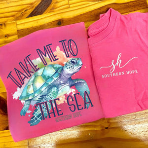 (PINK) Take Me to the Sea Short Sleeve Girls Tee