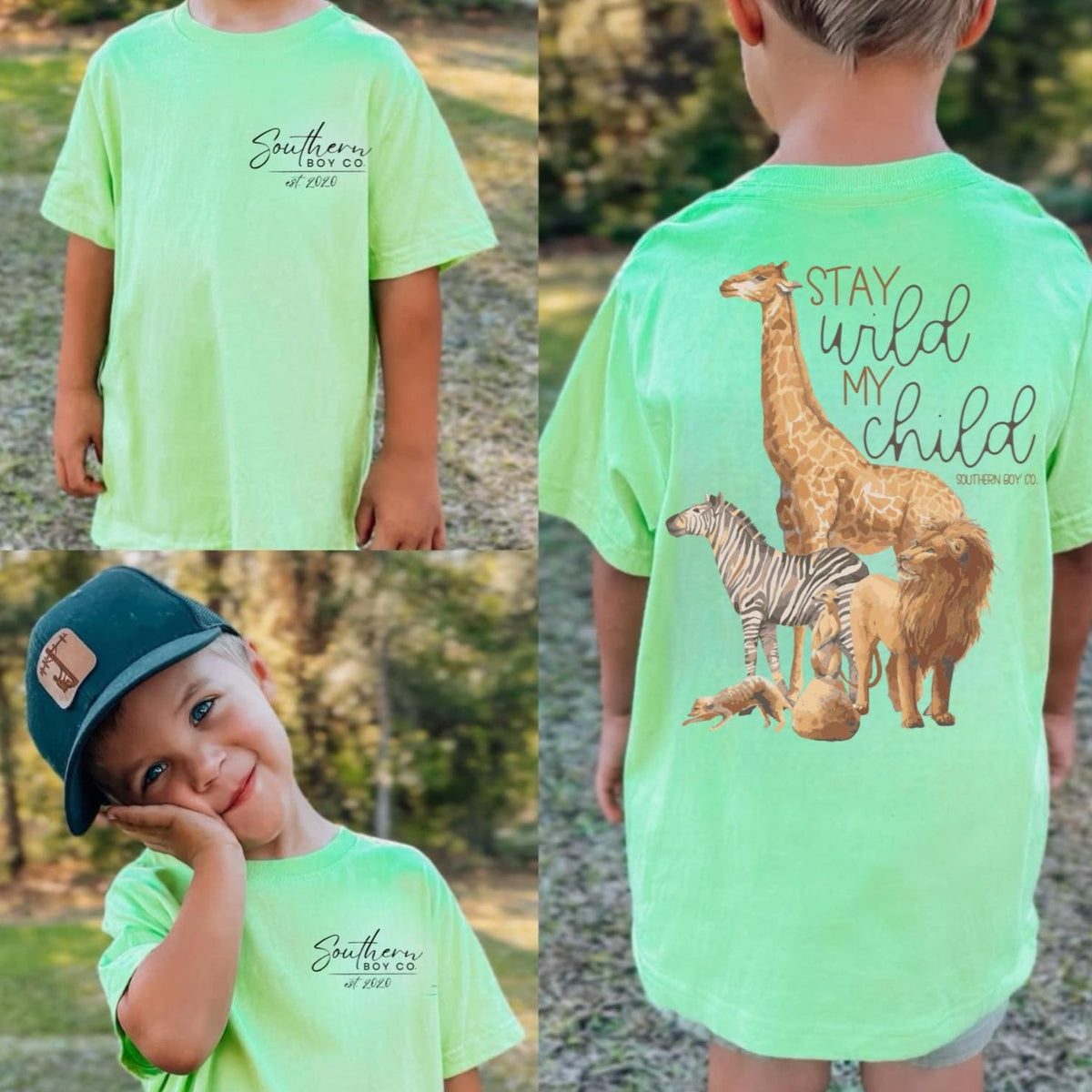 (Key Lime) Stay Wild My Child Short Sleeve Kids Tee Southern Boy Co.