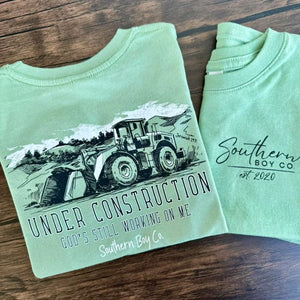 (Sage) Under Construction Short Sleeve Kids Tee