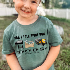 (FRONT) Busy Helping Daddy Short Sleeve Kids Tee