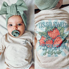 Load image into Gallery viewer, (Strawberry) Tis So Sweet To Trust In Jesus Short Sleeve Girls Tee
