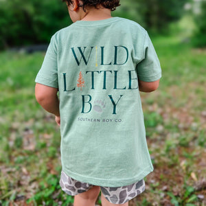 (Sage Green) Wild Little Boy Short Sleeve Kids Tee