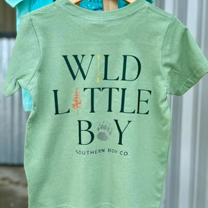 (Sage Green) Wild Little Boy Short Sleeve Kids Tee