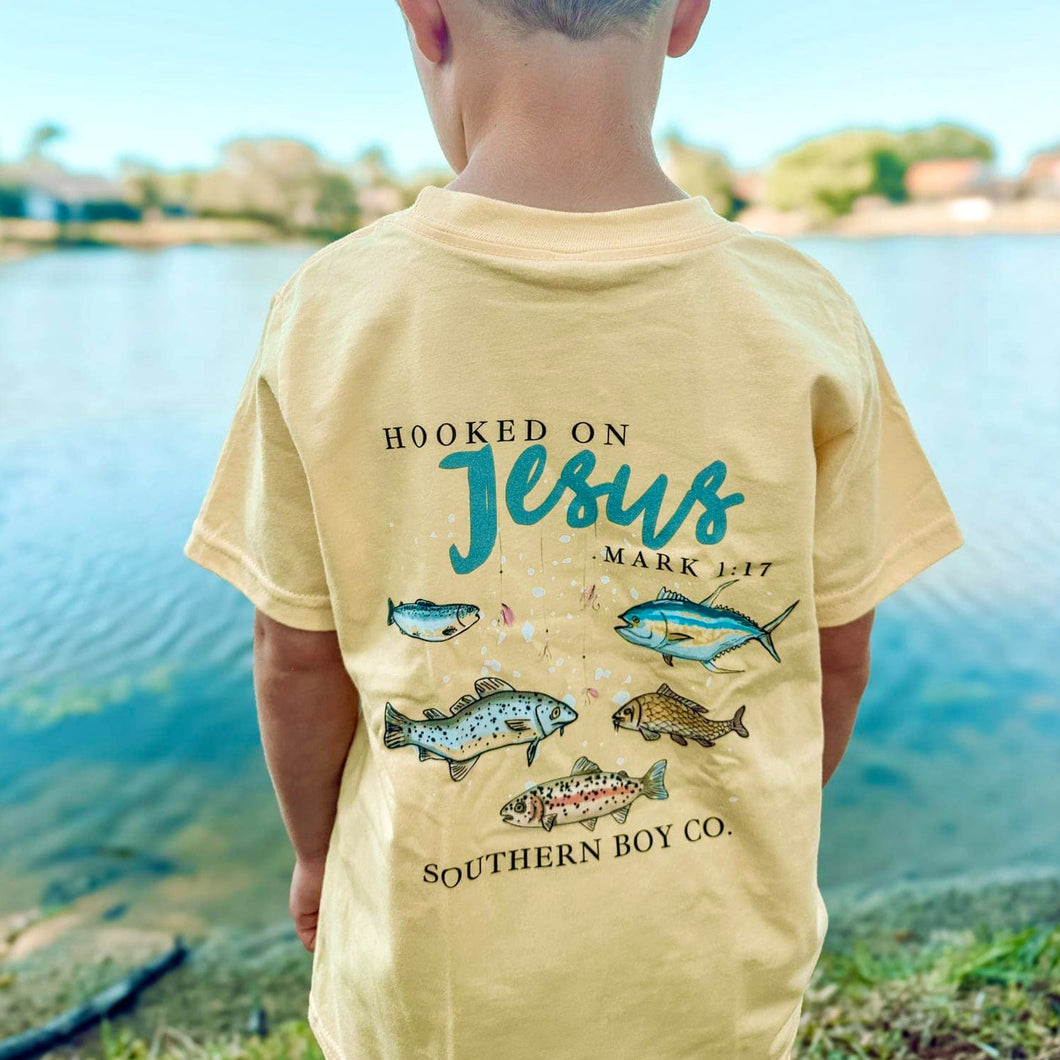 (Butter) Hooked on Jesus Short Sleeve Kids Tee