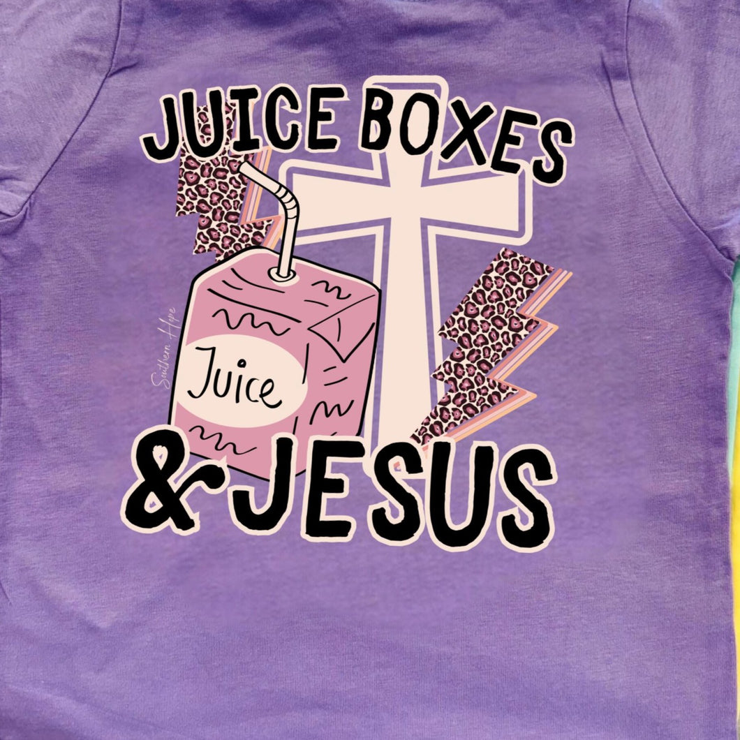 (Purple) Juice Boxes & Jesus Short Sleeve Girls Tee