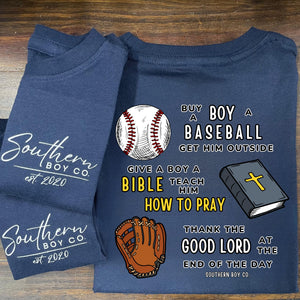 (NAVY) Give a Boy a Bible Short Sleeve Kids Tee