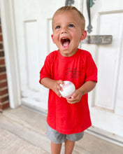 Load image into Gallery viewer, (RED) Give a Boy a Bible Short Sleeve Kids Tee
