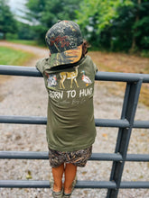 Load image into Gallery viewer, (BACK/Military Green) Born To Hunt Trio Short Sleeve Kids Tee
