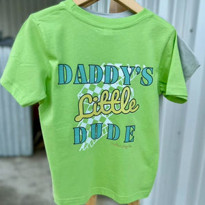 (KEY LIME) Checkered Bolt Daddy's Little Dude Short Sleeve Tee