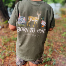 Load image into Gallery viewer, (BACK/Military Green) Born To Hunt Trio Short Sleeve Kids Tee
