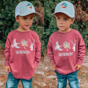 Hunting Trio Design Long Sleeve Kids Tee