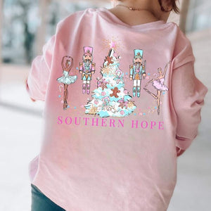 Christmas Ballerina Long Sleeve Kids Tee