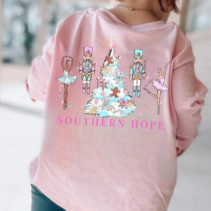 Christmas Ballerina Long Sleeve Kids Tee