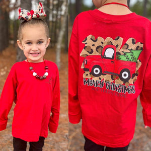 SH Merry Christmas Truck Long Sleeve Youth Tee (D)