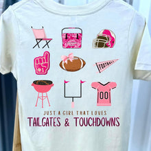 Load image into Gallery viewer, (GIRLS) Tailgates &amp; Touchdowns Short Sleeve Tee
