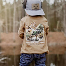 Load image into Gallery viewer, (LONG) Hunt. Fish. Farm. Repeat Long Sleeve Kids Tee
