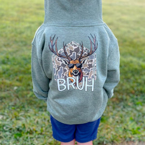 Camo Buck Bruh Kids Hoodie