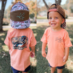 Camo Wood Duck America Short Sleeve Kids Tee