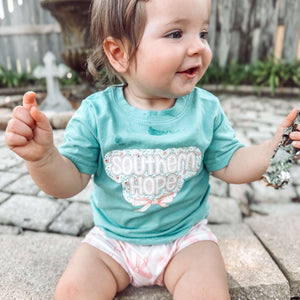 SHORT Floral Southern Hope Bow Girls Tee