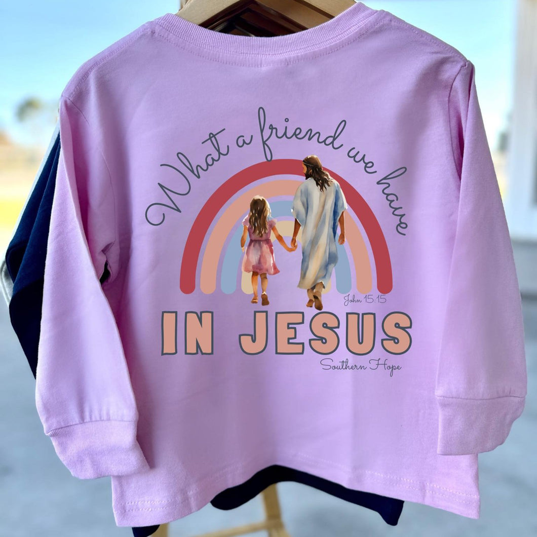 Friend We Have In Jesus Long Sleeve Girls Tee