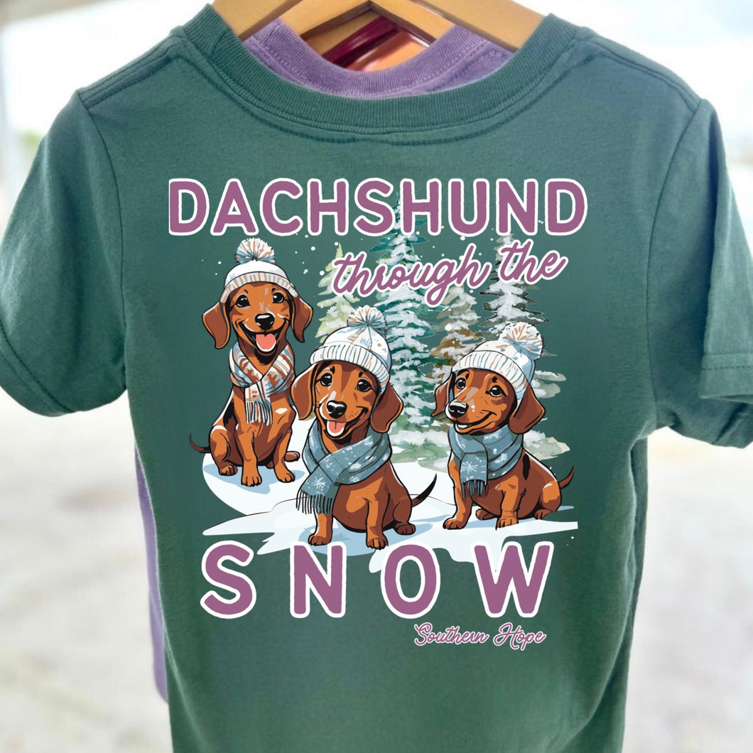 GIRLS Dachshund Through The Snow Short Sleeve