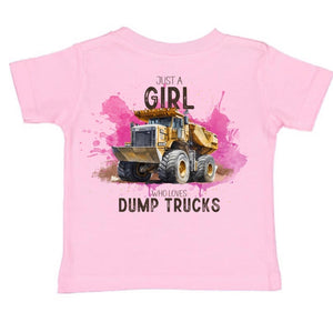 Girl Who Loves Dump Trucks Short Sleeve Kids Tee