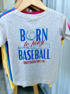 Born To Play Baseball Short Sleeve Kids Tee