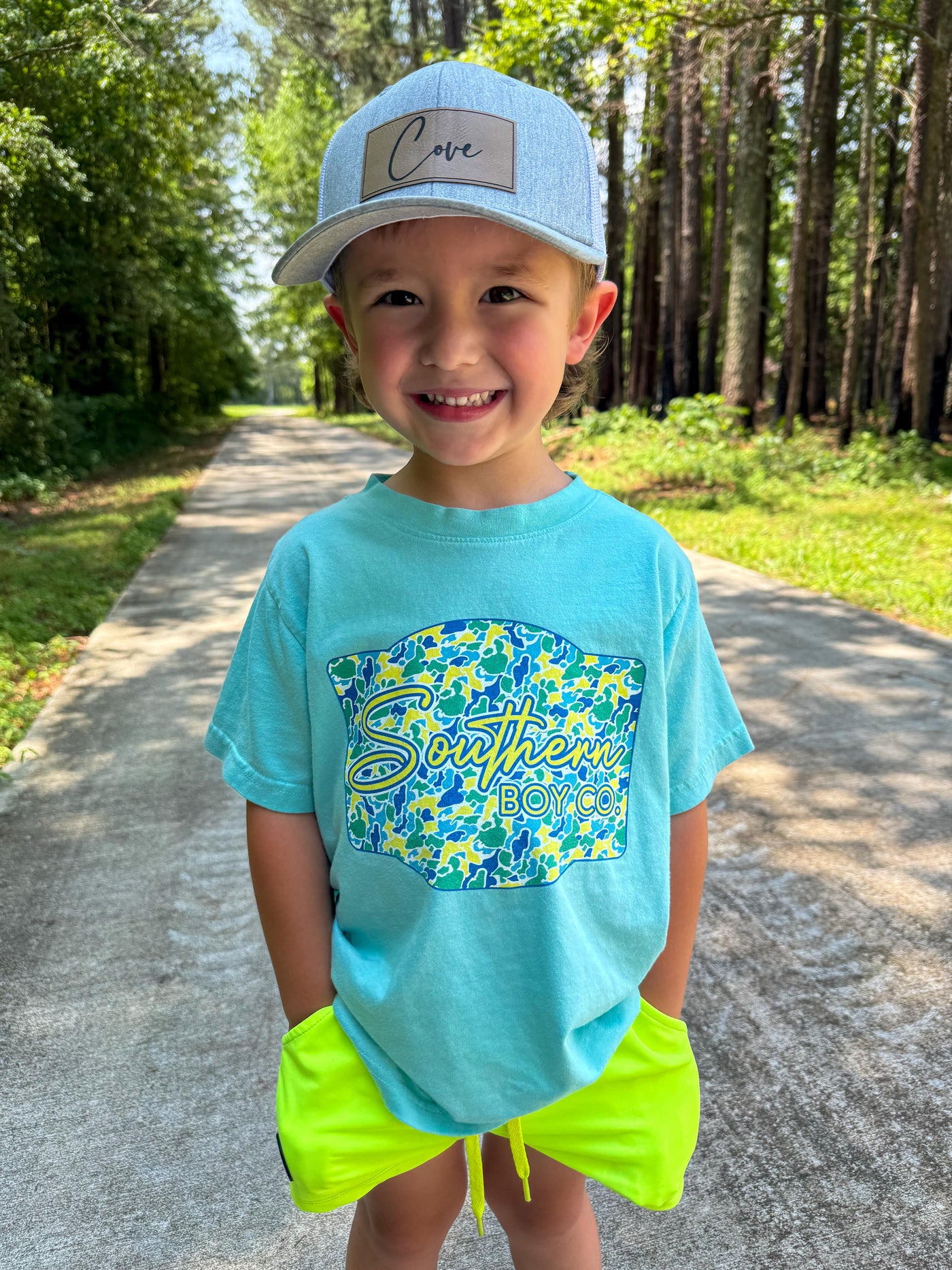 Summer SBC Camo Badge Boy's Short Sleeve Shirt - Southern Boy Co Family Matching Tee