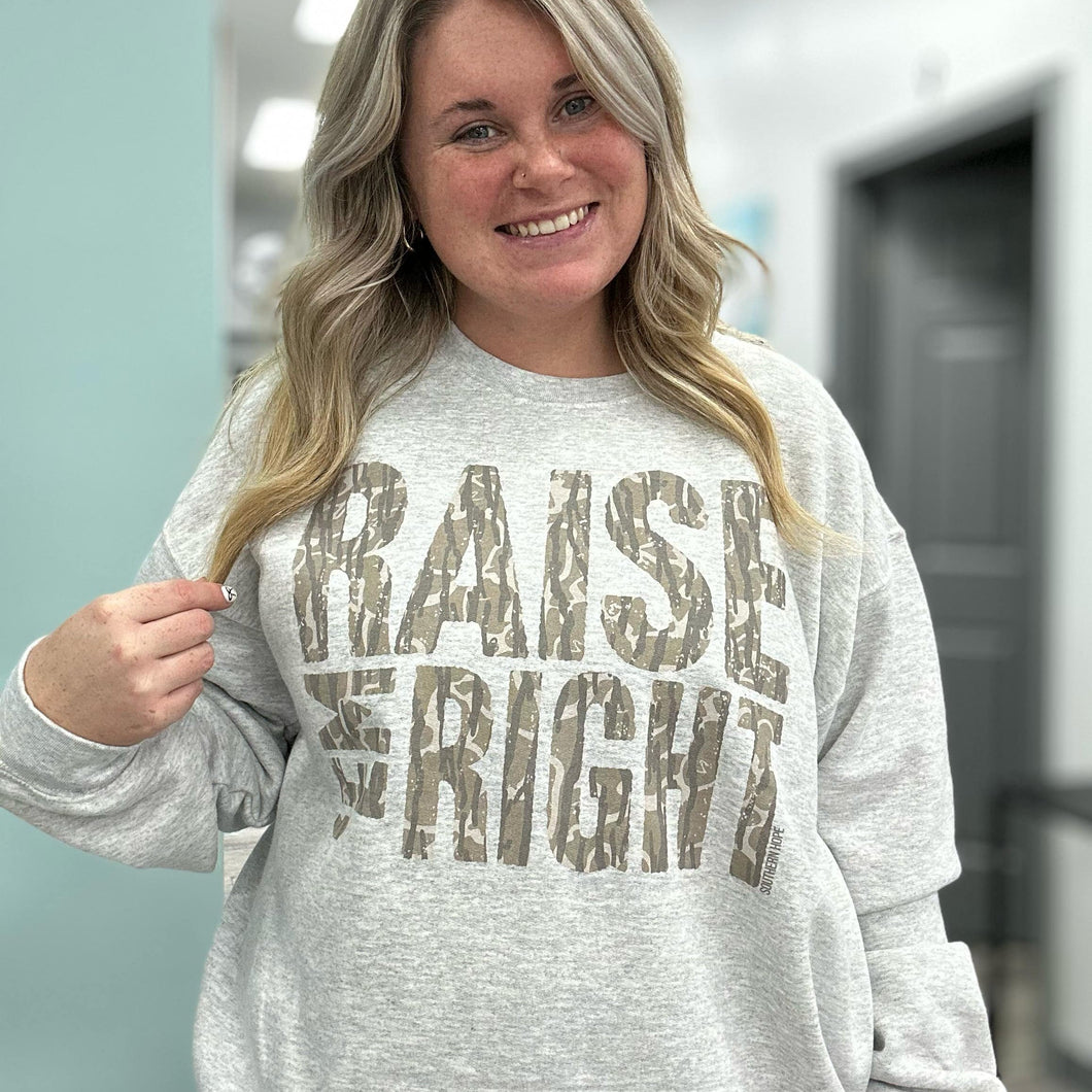 Camo Raise ‘Em Right Adult Sweatshirt