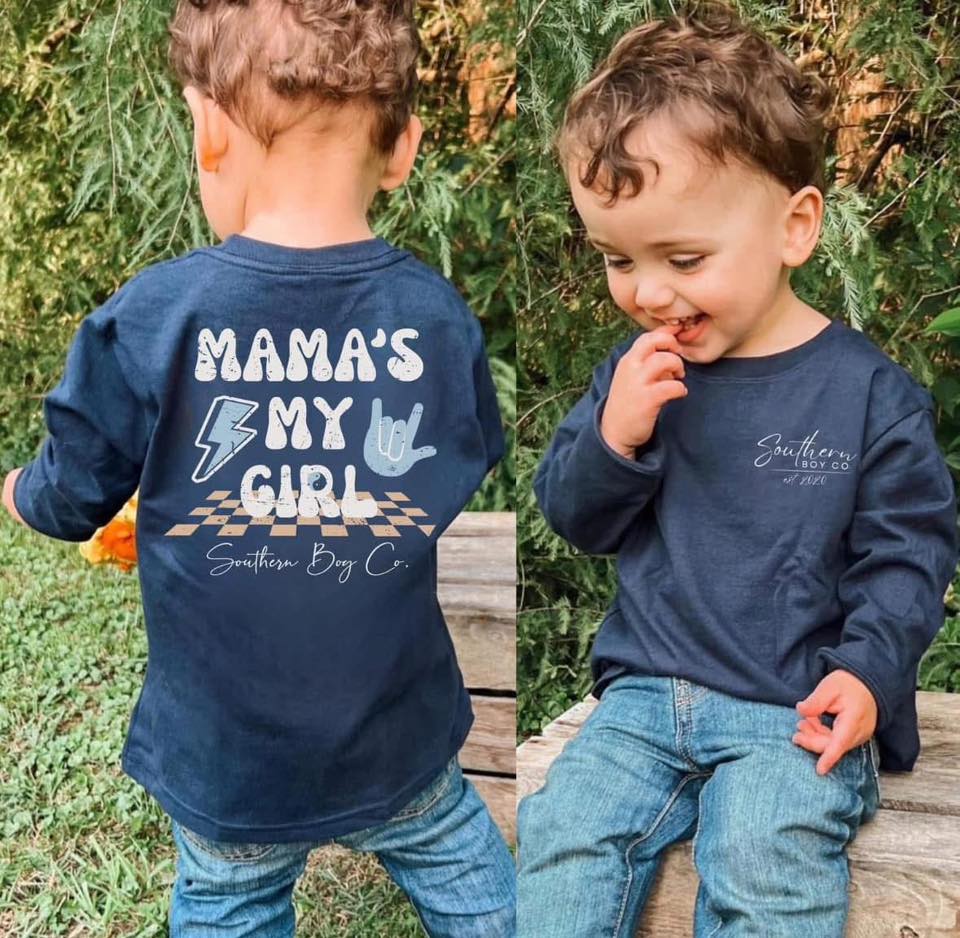 Mama's My Girl Boy's  Long Sleeve Shirt