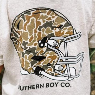 Camo Football Helmet Boy's Long Sleeve Shirt