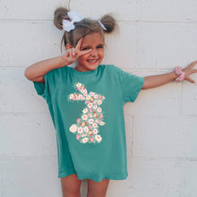 Load image into Gallery viewer, Floral Easter Bunny (Front) Short Sleeve Girls Tee
