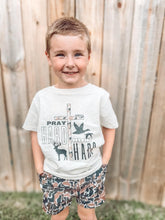 Load image into Gallery viewer, Pray Hard Hunt Hard Short Sleeve Kids Tee
