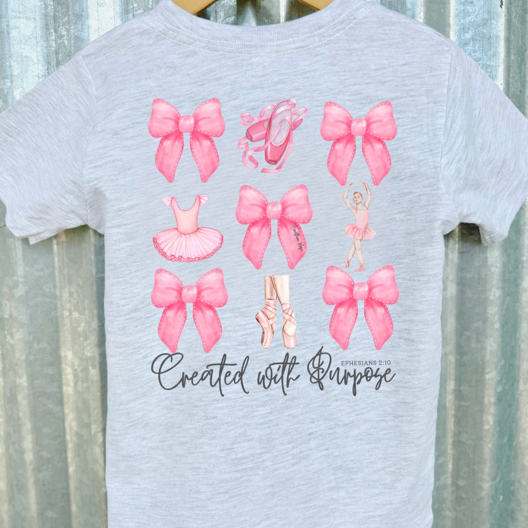 (Ash Grey) Dance Created With Purpose Short Sleeve Girls Tee